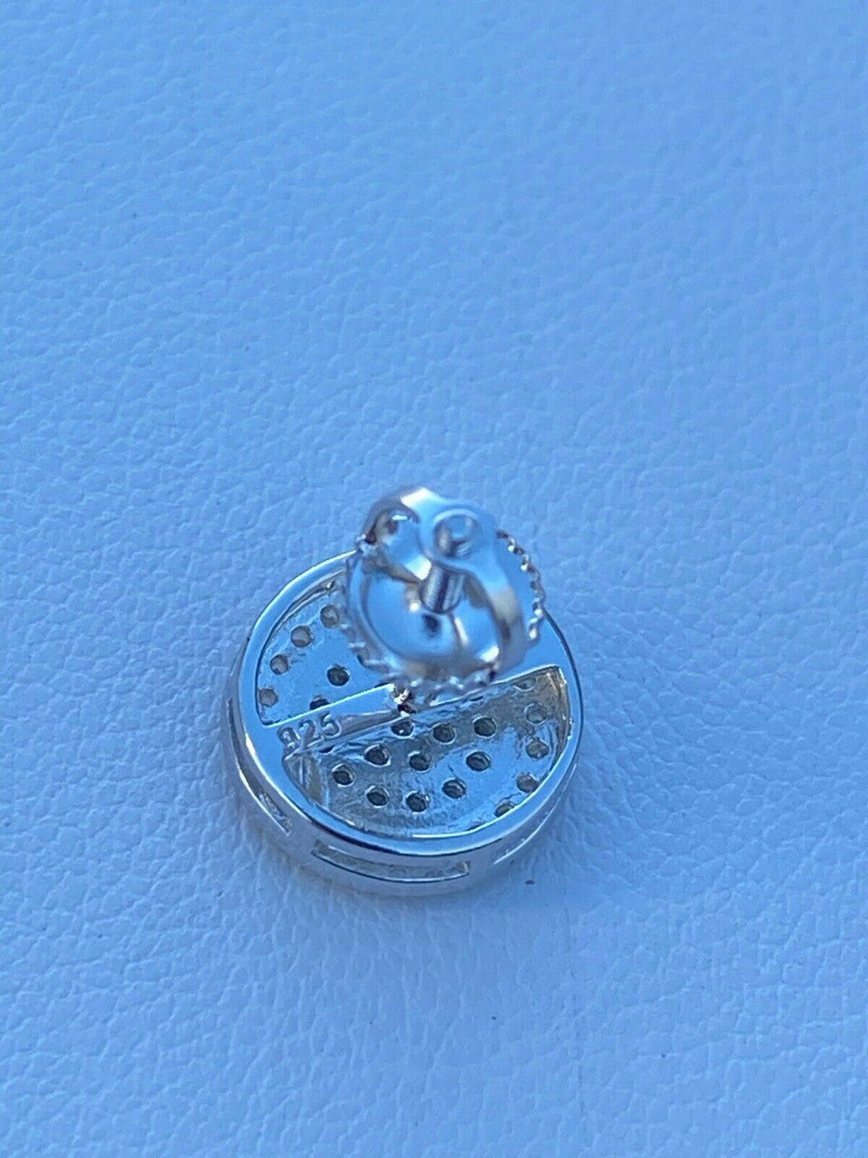 HarlemBling Real Solid 925 Silver Iced CZ Hip Hop Mens Earrings Large Studs Screw Backs