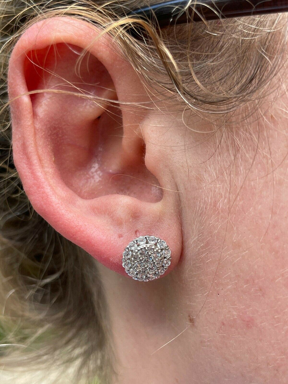 HarlemBling Real Solid 925 Silver Iced CZ Mens Ladies Hip Hop Earrings Screwback Large 10mm