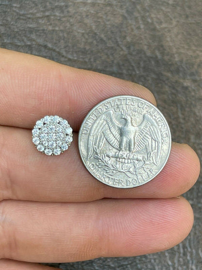 HarlemBling Real Solid 925 Silver Iced CZ Mens Ladies Hip Hop Earrings Screwback Large 10mm