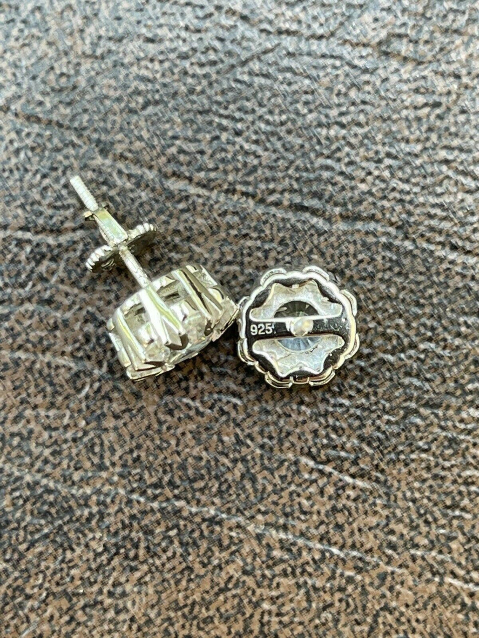 HarlemBling Real Solid 925 Silver Iced CZ Out Hip Hop Earrings Studs Large 10mm Mens Ladies