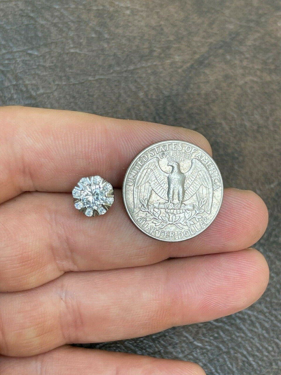 HarlemBling Real Solid 925 Silver Iced CZ Out Hip Hop Earrings Studs Large 10mm Mens Ladies