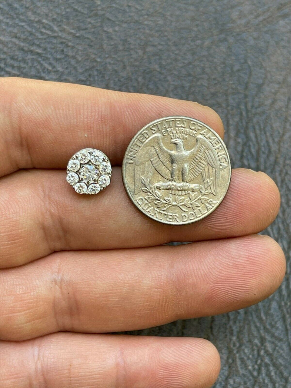 HarlemBling Real Solid 925 Silver Iced CZ Out Hip Hop Mens Earrings 1/3 Cluster Round Studs