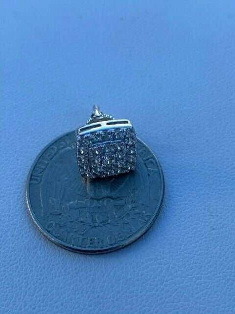 HarlemBling Real Solid 925 Silver Iced Diamond Mens Screw Back Earrings