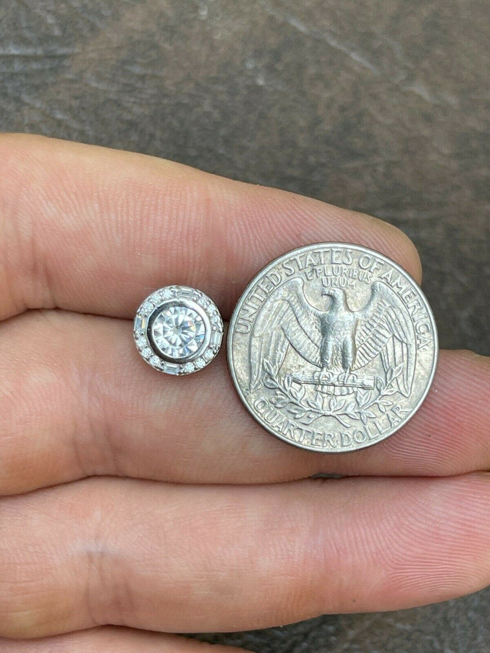 HarlemBling Real Solid 925 Silver Iced Solitaire Diamond Hip Hop Earrings Studs Large 10mm