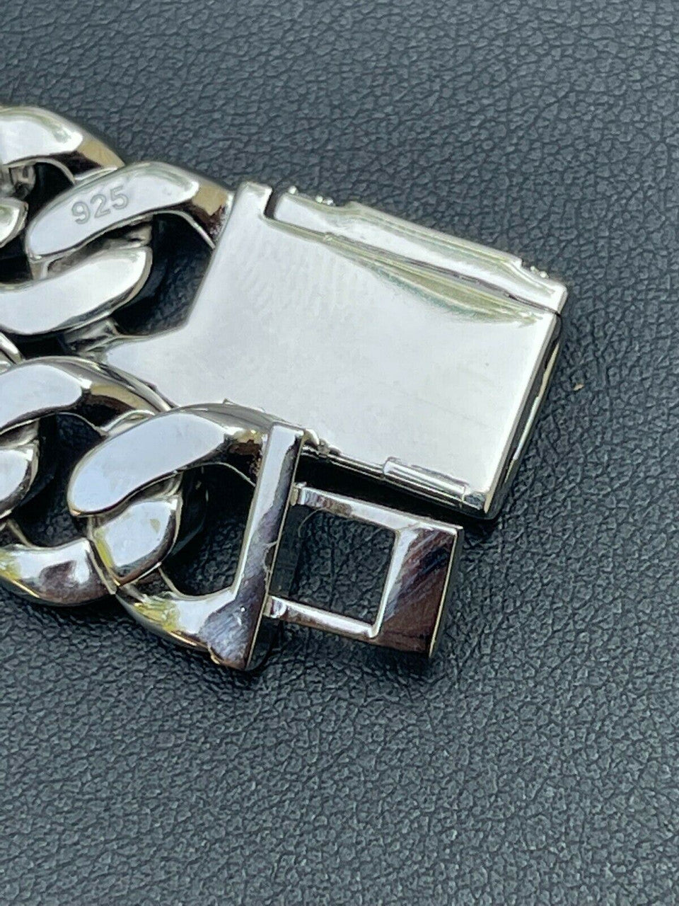 HarlemBling Real Solid 925 Silver Mens Miami Cuban Iced Gucci Link Bracelet Baguette Diamond