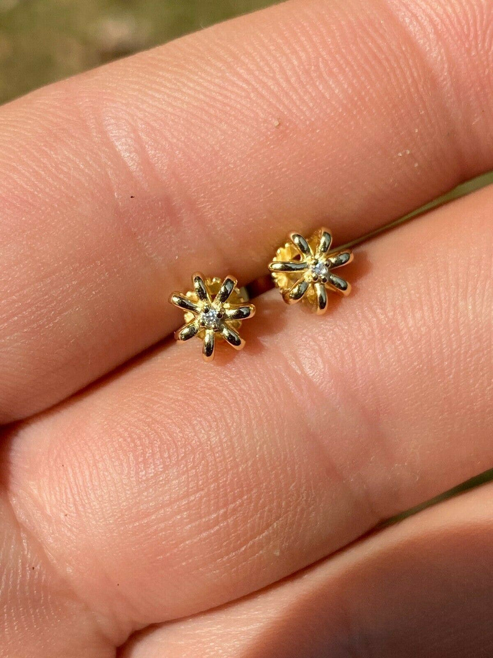 HarlemBling Real Solid 925 Sterling Silver 14k Gold Finish Crown Shape Earrings Small Studs