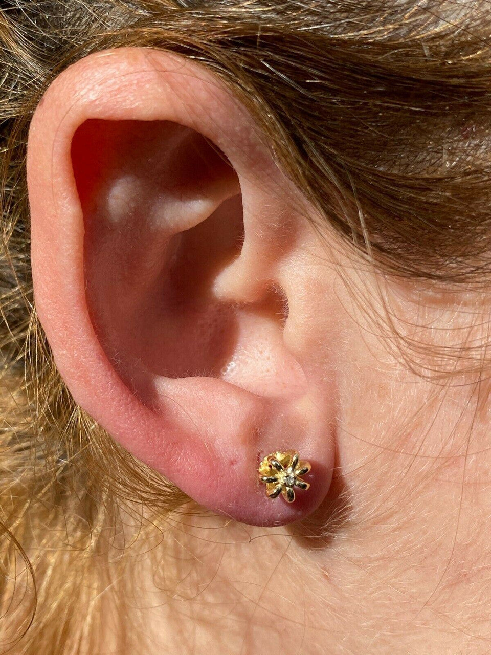 HarlemBling Real Solid 925 Sterling Silver 14k Gold Finish Crown Shape Earrings Small Studs