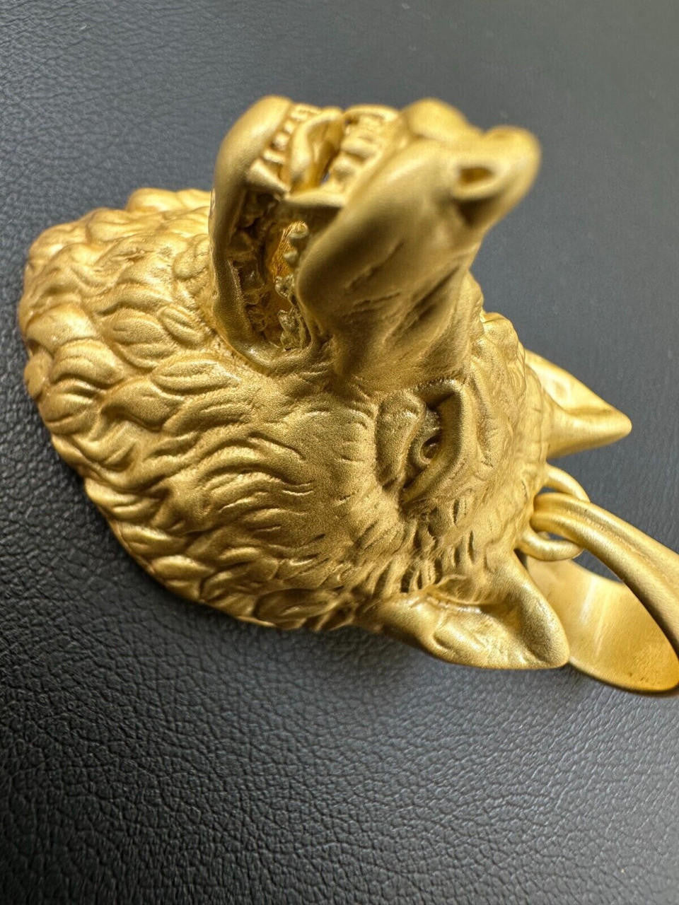 HarlemBling Real Solid 925 Sterling Silver / 14k Gold Wolf Head High Detailed Pendant Matte