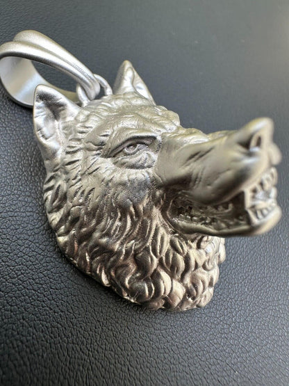 HarlemBling Real Solid 925 Sterling Silver / 14k Gold Wolf Head High Detailed Pendant Matte