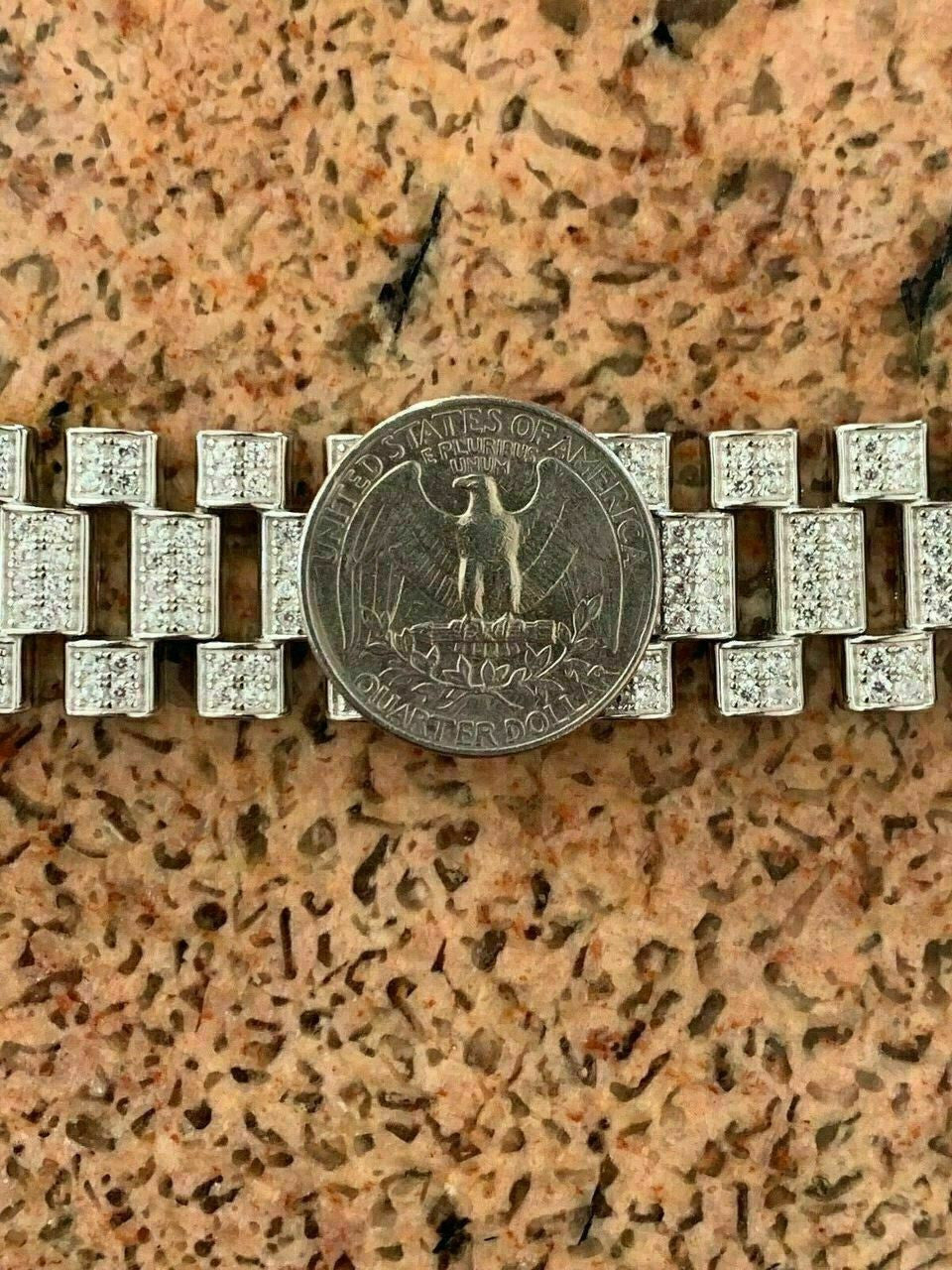 HarlemBling Real Solid 925 Sterling Silver 20mm Big Presidential Watch Band Bracelet HEAVY