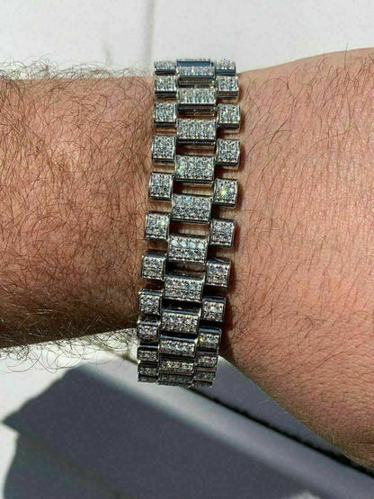 HarlemBling Real Solid 925 Sterling Silver 20mm Big Presidential Watch Band Bracelet HEAVY