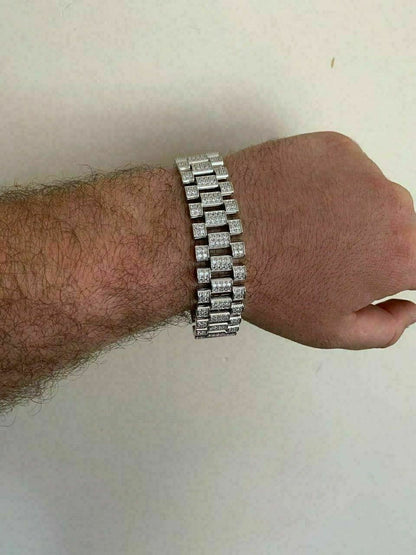 HarlemBling Real Solid 925 Sterling Silver 20mm Big Presidential Watch Band Bracelet HEAVY