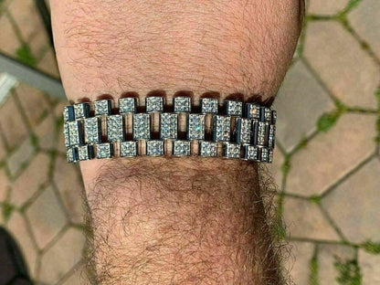 HarlemBling Real Solid 925 Sterling Silver 20mm Big Presidential Watch Band Bracelet HEAVY