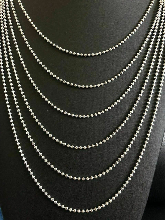 HarlemBling Real Solid 925 Sterling Silver Ball Moon Diamond Cut Chain MADE IN ITALY 2.5mm