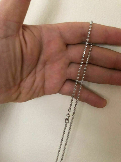 HarlemBling Real Solid 925 Sterling Silver Ball Moon Diamond Cut Chain MADE IN ITALY 2.5mm
