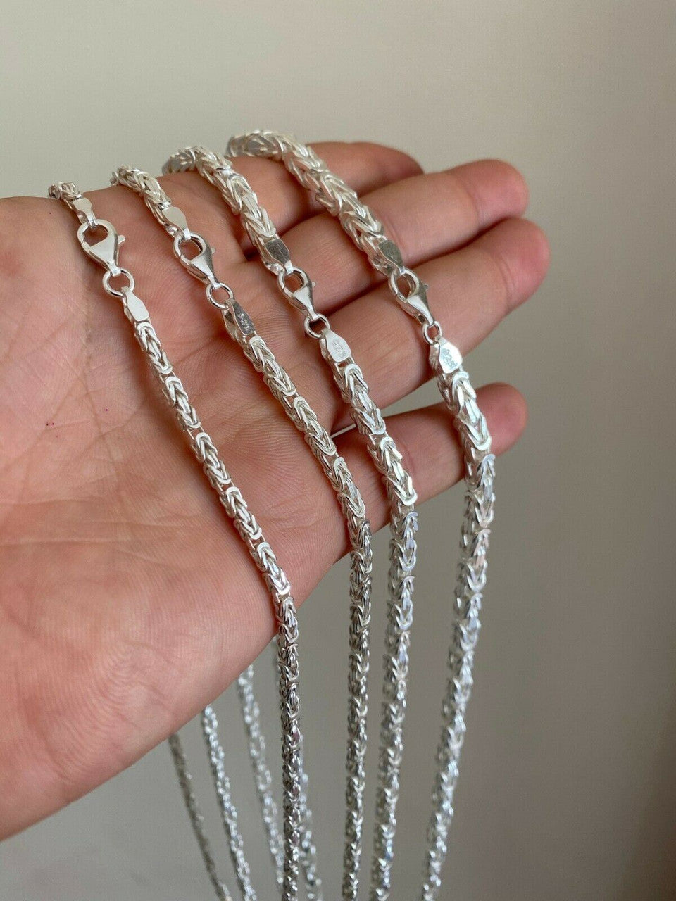 HarlemBling Real Solid 925 Sterling Silver Byzantine Rope Chain Mens Necklace 2.5-5mm 18-30