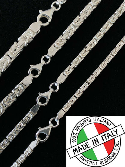 HarlemBling Real Solid 925 Sterling Silver Byzantine Rope Chain Mens Necklace 2.5-5mm 18-30