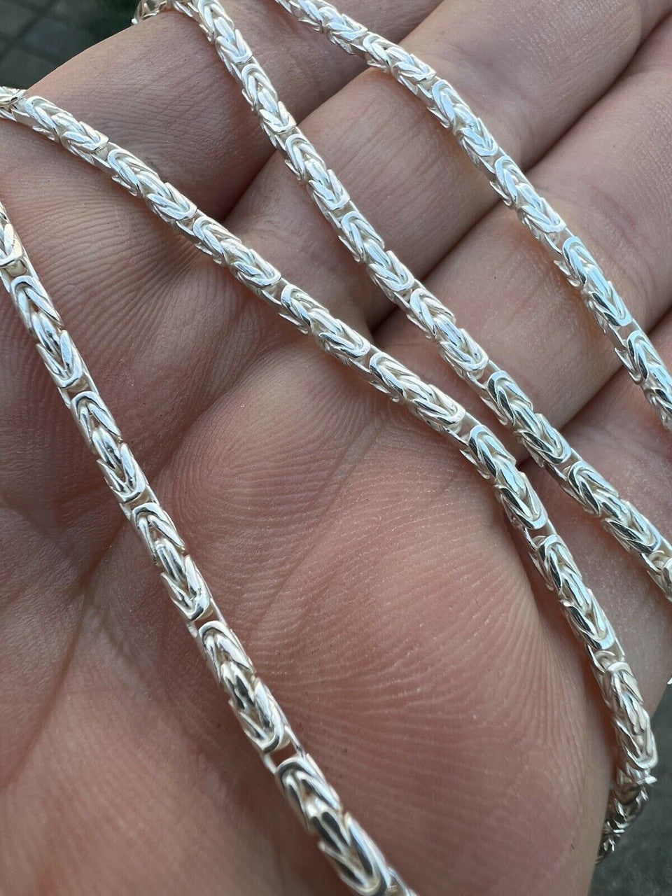 HarlemBling Real Solid 925 Sterling Silver Byzantine Rope Chain Necklace 2mm 16-30
