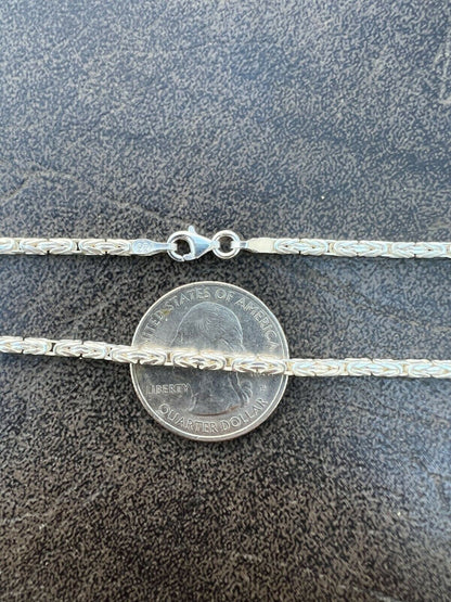 HarlemBling Real Solid 925 Sterling Silver Byzantine Rope Chain Necklace 2mm 16-30
