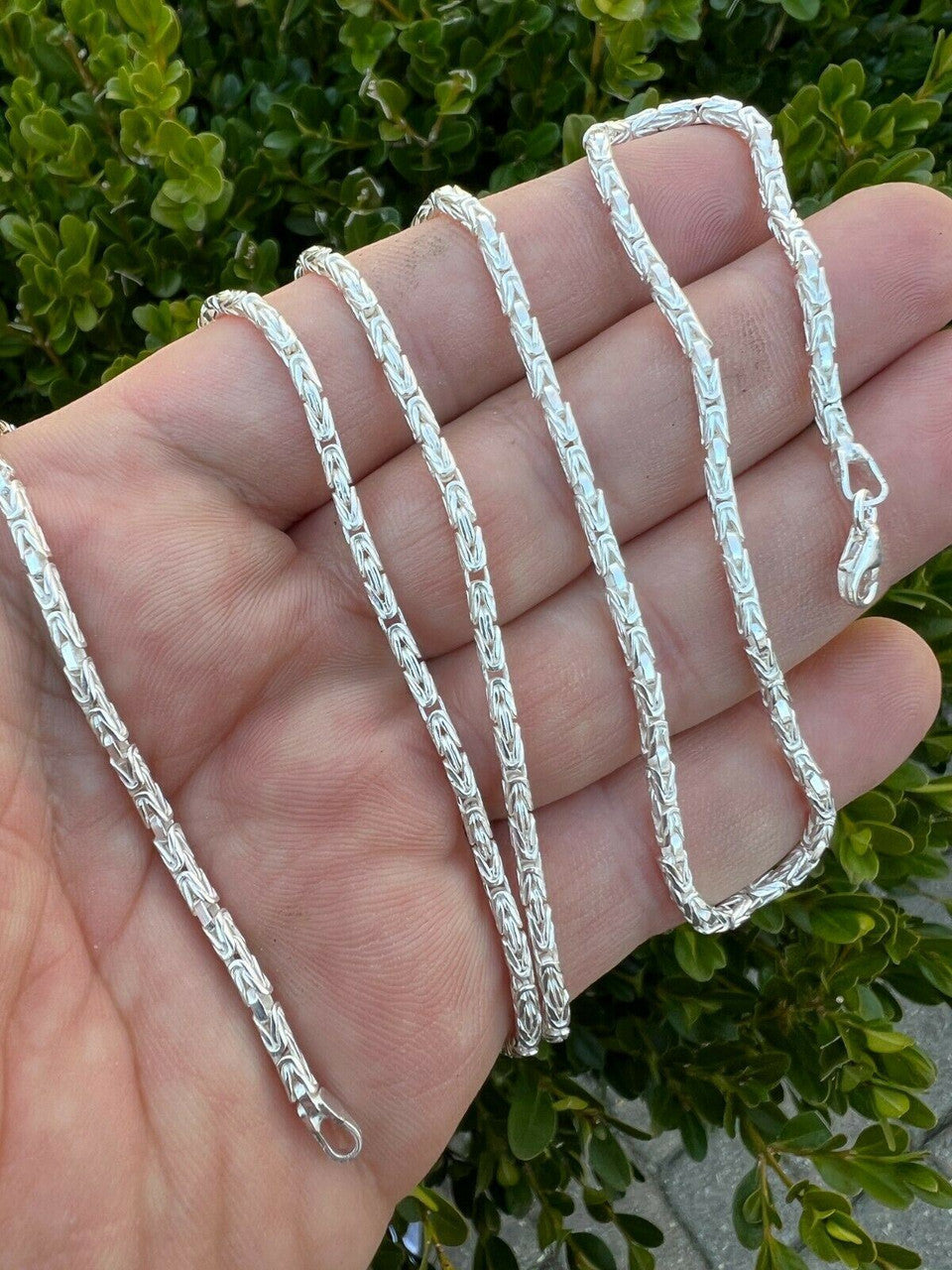 HarlemBling Real Solid 925 Sterling Silver Byzantine Rope Chain Necklace 2mm 16-30