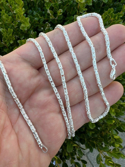 HarlemBling Real Solid 925 Sterling Silver Byzantine Rope Chain Necklace 2mm 16-30