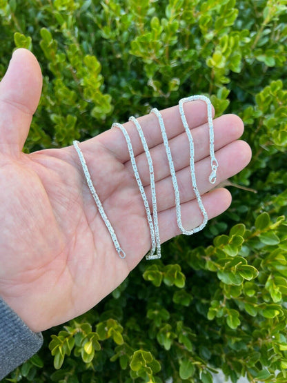 HarlemBling Real Solid 925 Sterling Silver Byzantine Rope Chain Necklace 2mm 16-30