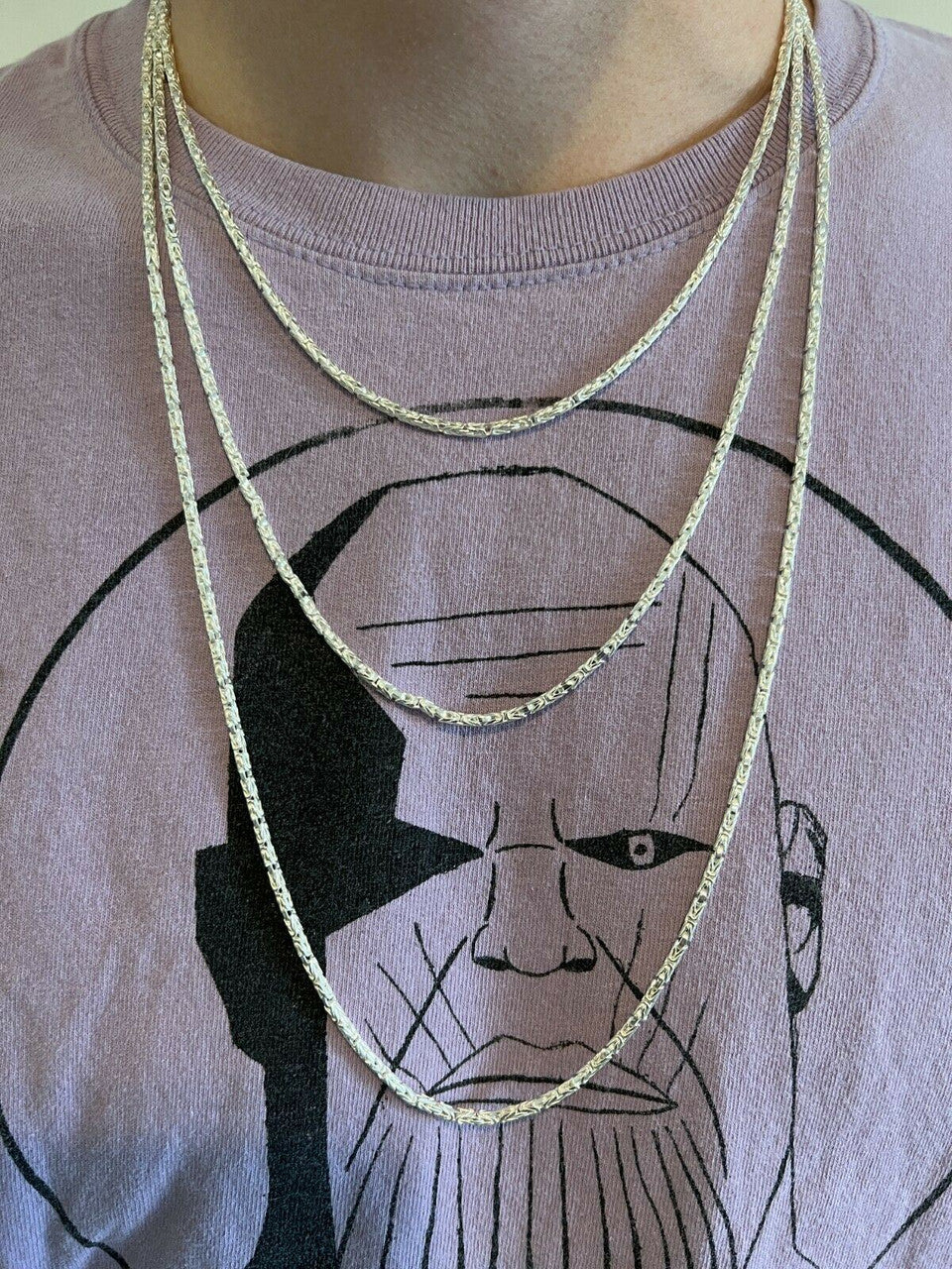 HarlemBling Real Solid 925 Sterling Silver Byzantine Rope Chain Necklace 2mm 16-30