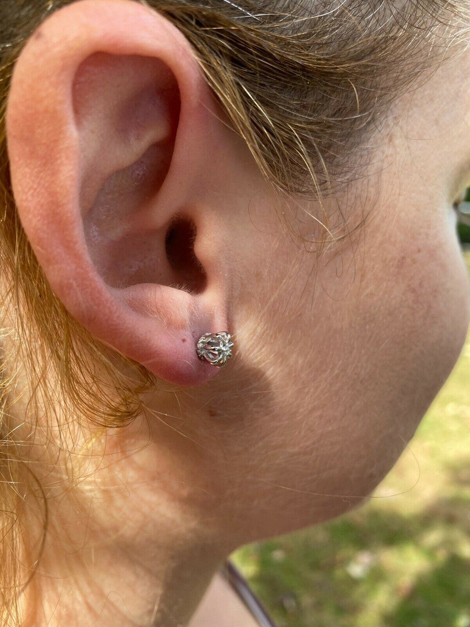 HarlemBling Real Solid 925 Sterling Silver Crown Shape Earrings Small Solitaire Studs Girls