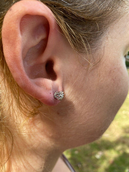 HarlemBling Real Solid 925 Sterling Silver Crown Shape Earrings Small Solitaire Studs Girls