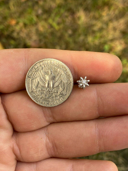 HarlemBling Real Solid 925 Sterling Silver Crown Shape Earrings Small Solitaire Studs Girls