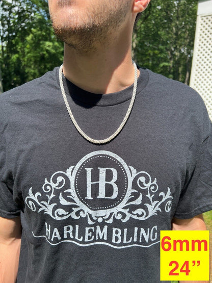 HarlemBling Real Solid 925 Sterling Silver Diamond Cut Popcorn Mesh Chain Necklace Coreana