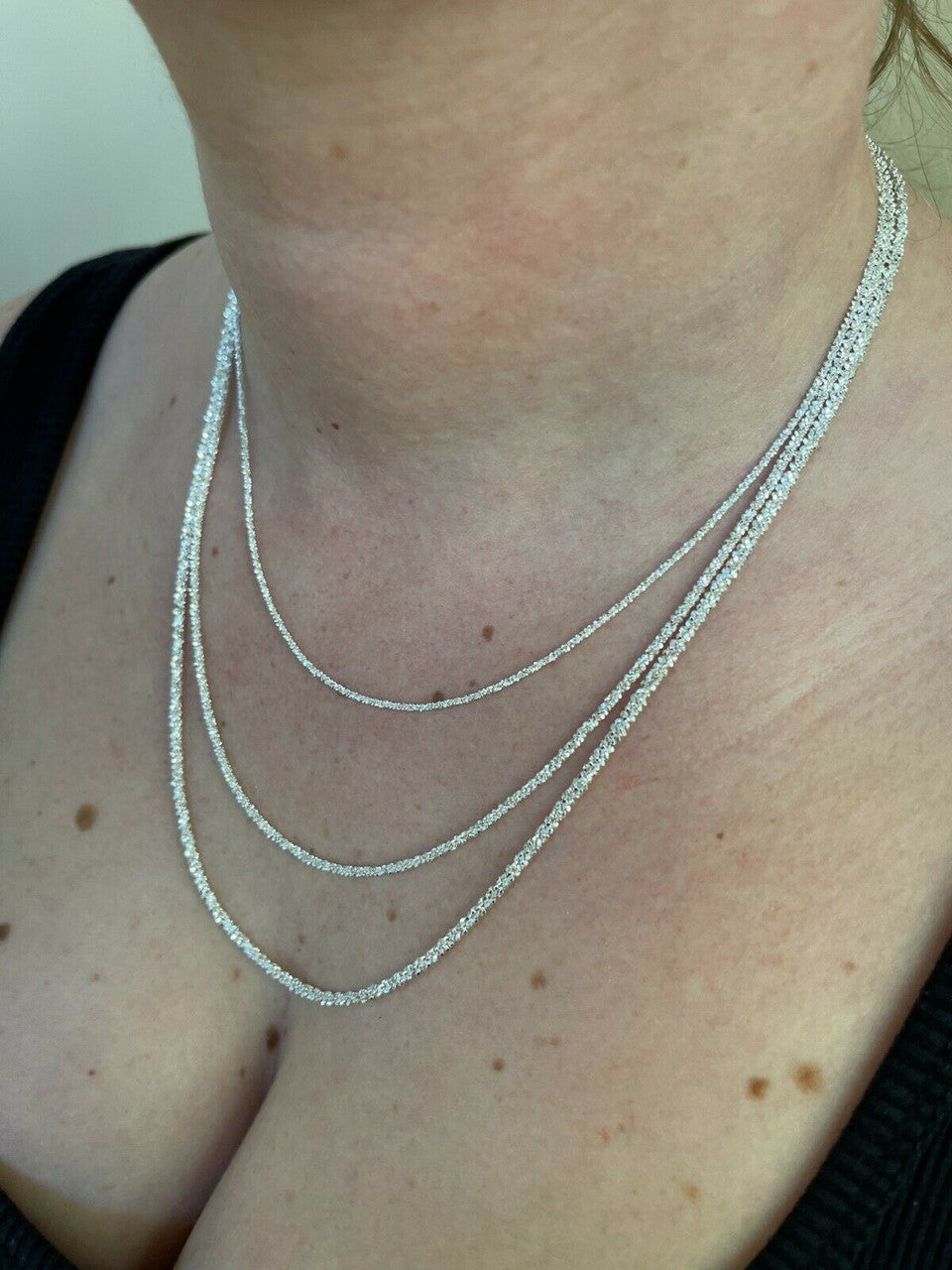 HarlemBling Real Solid 925 Sterling Silver Diamond Cut Sparkle Rope Chain Necklace 1mm - 3mm