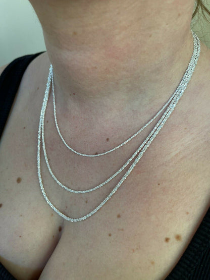 HarlemBling Real Solid 925 Sterling Silver Diamond Cut Sparkle Rope Chain Necklace 1mm - 3mm