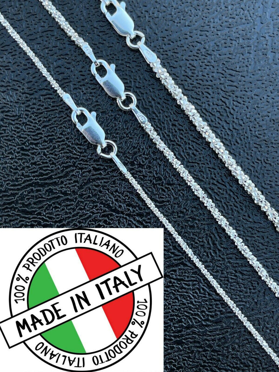 HarlemBling Real Solid 925 Sterling Silver Diamond Cut Sparkle Rope Chain Necklace 1mm - 3mm