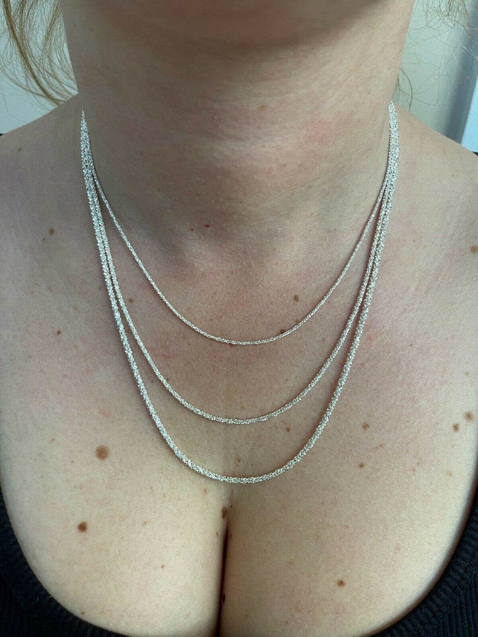 HarlemBling Real Solid 925 Sterling Silver Diamond Cut Sparkle Rope Chain Necklace 1mm - 3mm