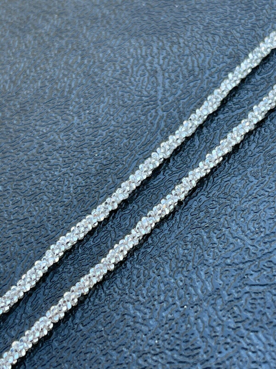 HarlemBling Real Solid 925 Sterling Silver Diamond Cut Sparkle Rope Chain Necklace 1mm - 3mm