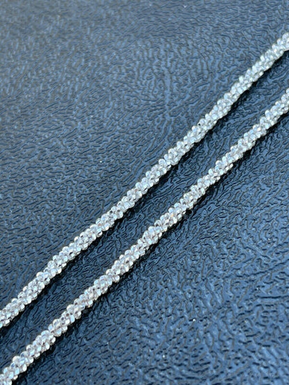 HarlemBling Real Solid 925 Sterling Silver Diamond Cut Sparkle Rope Chain Necklace 1mm - 3mm