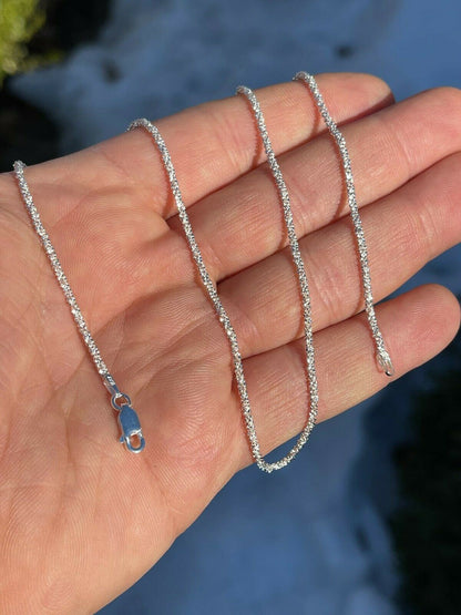 HarlemBling Real Solid 925 Sterling Silver Diamond Cut Sparkle Rope Chain Necklace 1mm - 3mm