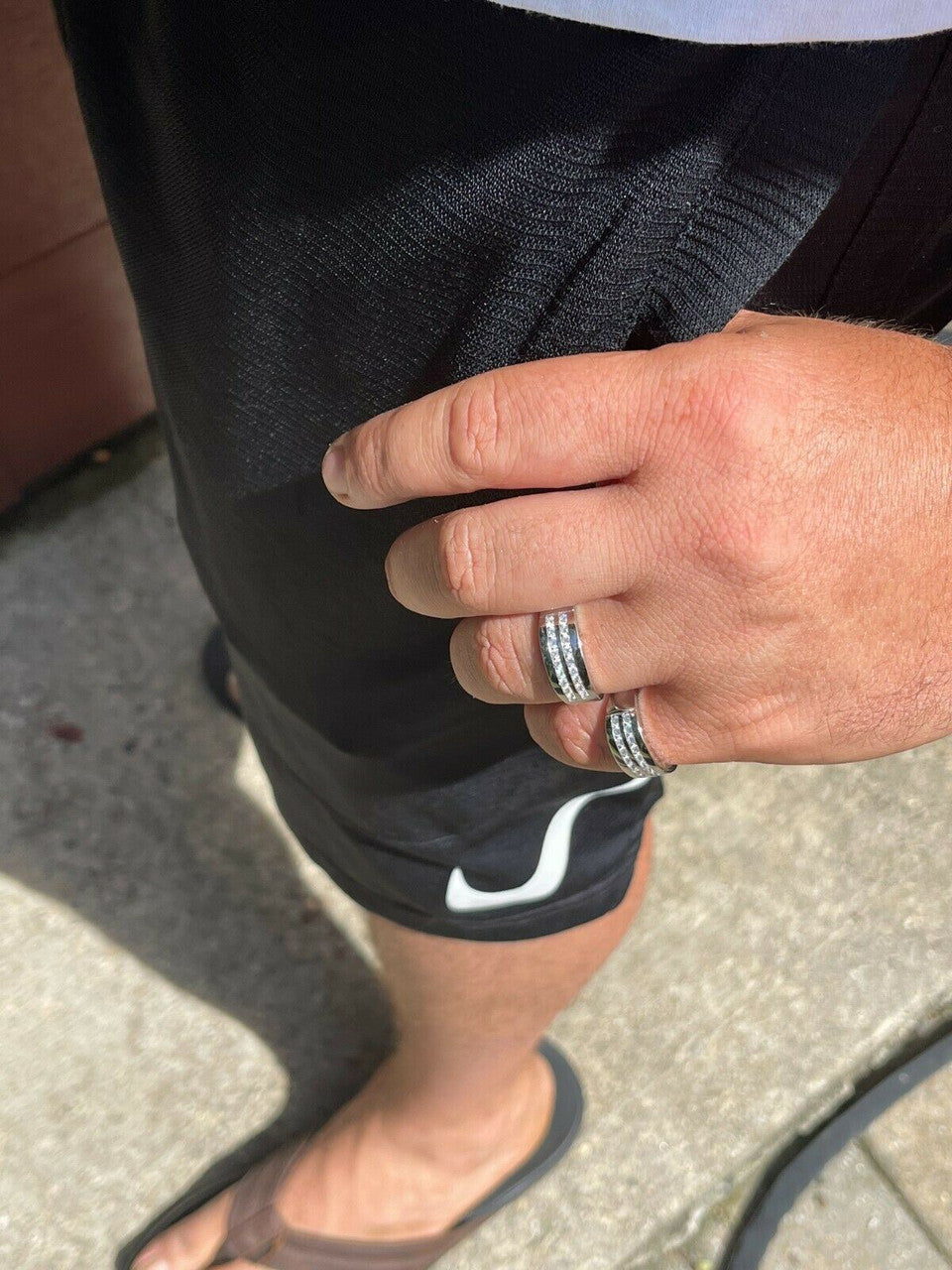 HarlemBling Real Solid 925 Sterling Silver Diamond Ring Iced Pinky Or Wedding Band Mens Out