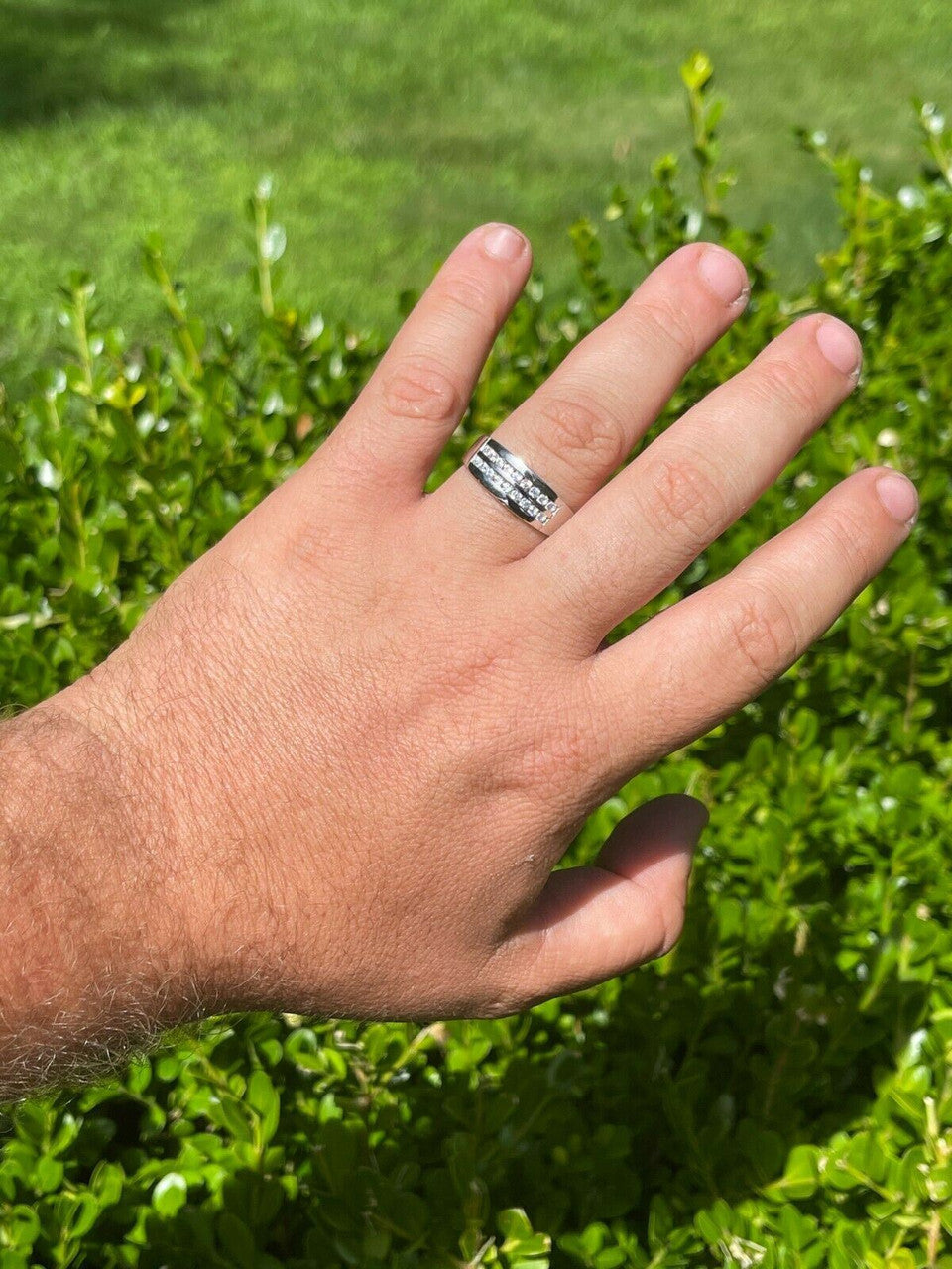 HarlemBling Real Solid 925 Sterling Silver Diamond Ring Iced Pinky Or Wedding Band Mens Out