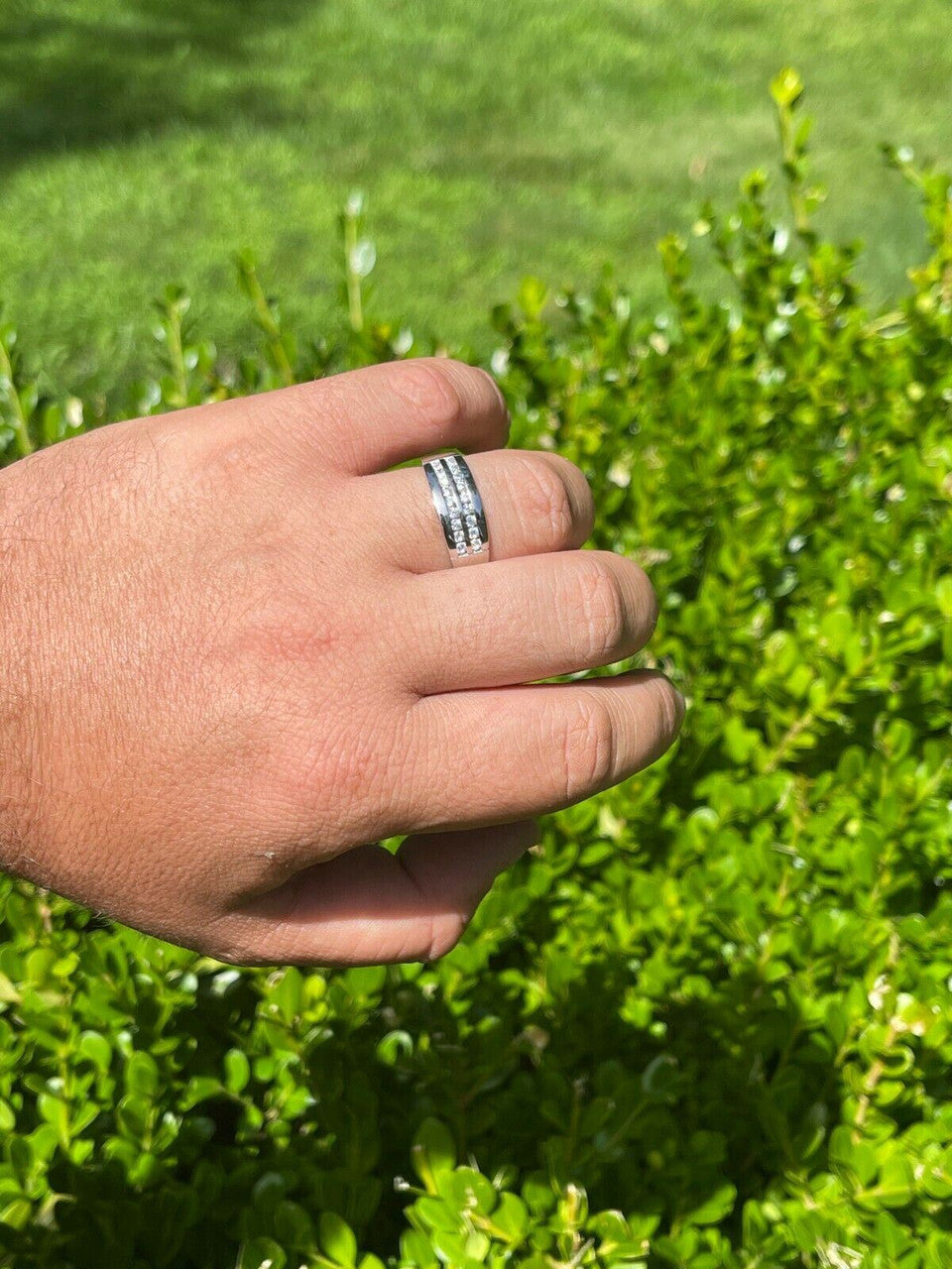 HarlemBling Real Solid 925 Sterling Silver Diamond Ring Iced Pinky Or Wedding Band Mens Out