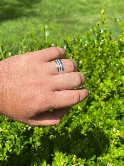 HarlemBling Real Solid 925 Sterling Silver Diamond Ring Iced Pinky Or Wedding Band Mens Out