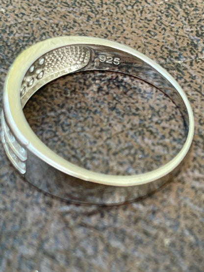 HarlemBling Real Solid 925 Sterling Silver Diamond Ring Iced Pinky Or Wedding Band Mens Out