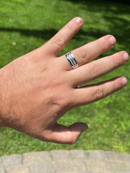 HarlemBling Real Solid 925 Sterling Silver Diamond Ring Iced Pinky Or Wedding Band Mens Out