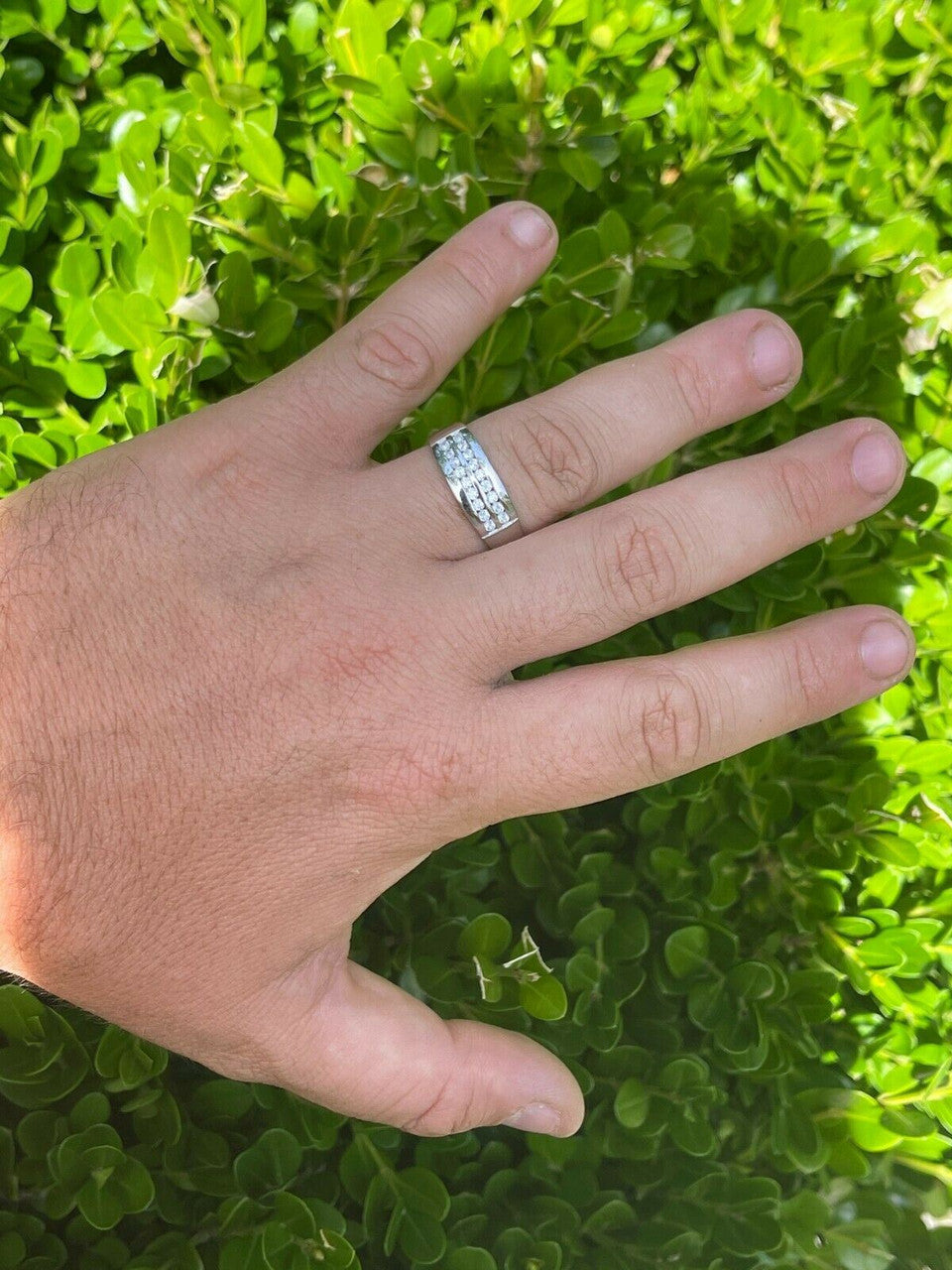 HarlemBling Real Solid 925 Sterling Silver Diamond Ring Iced Pinky Or Wedding Band Mens Out