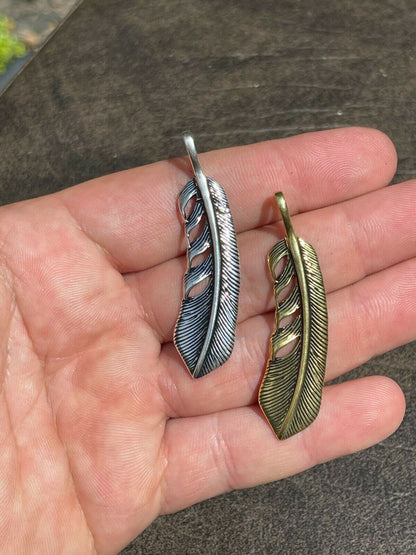HarlemBling Real Solid 925 Sterling Silver Eagle Feather Pendant Necklace Gold Mens Womens