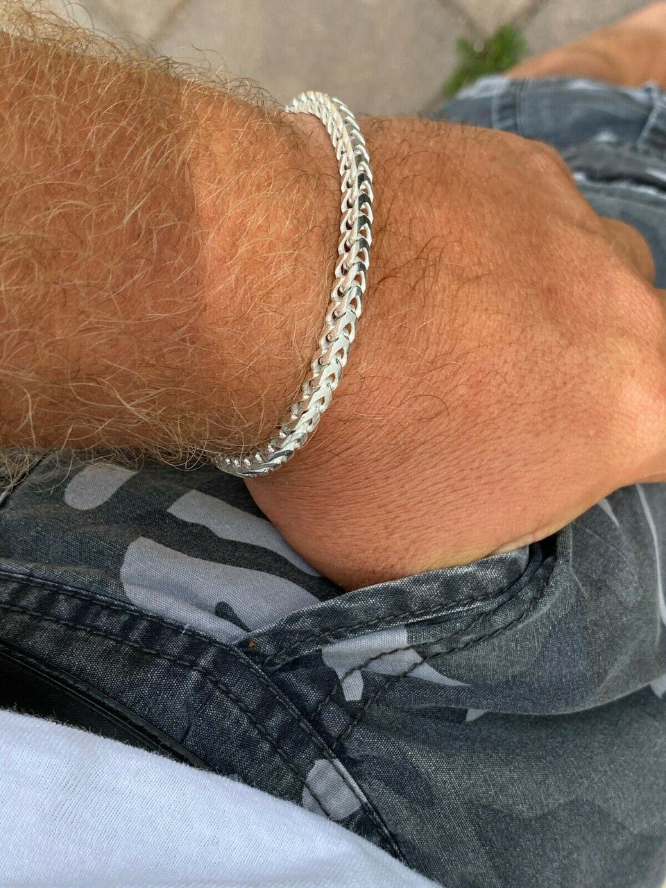 HarlemBling Real Solid 925 Sterling Silver Franco Bracelet 2.5-5mm ITALY MADE Mens Pulsera