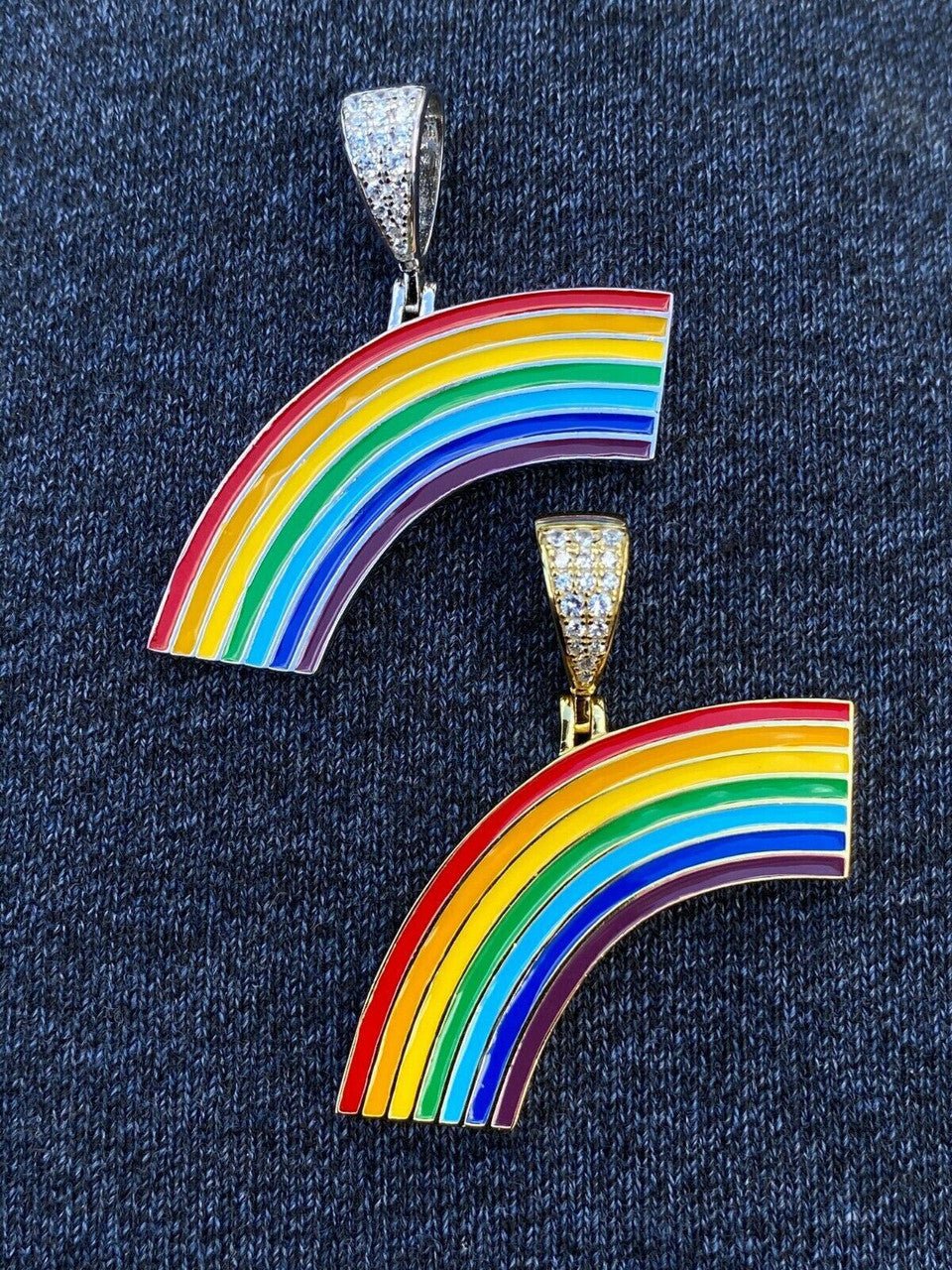 HarlemBling Real Solid 925 Sterling Silver Gay Lesbian Pride Rainbow Pendant Necklace LGBT