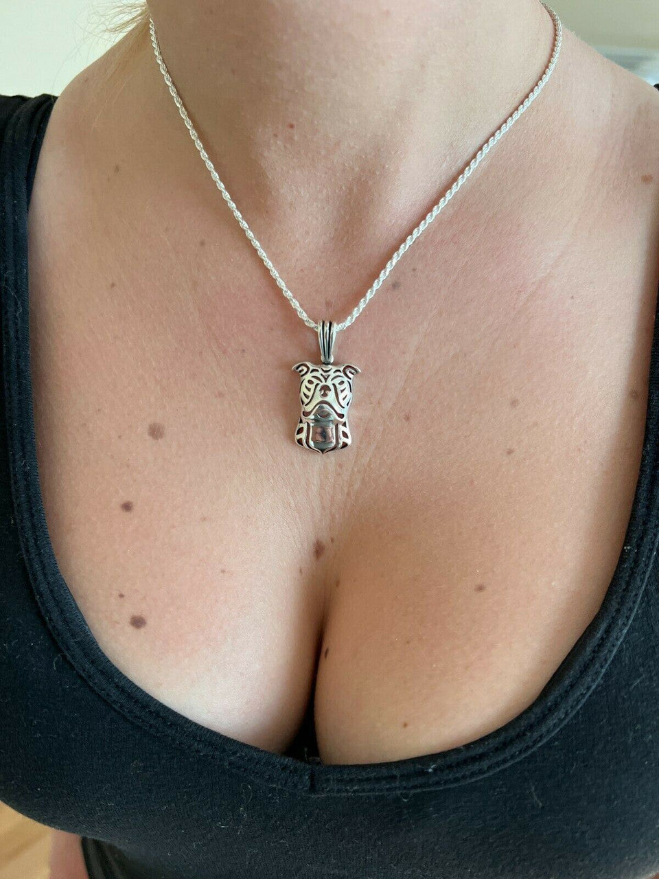 HarlemBling Real Solid 925 Sterling Silver / Gold Bulldog Bull Terrier Dog Pendant Necklace