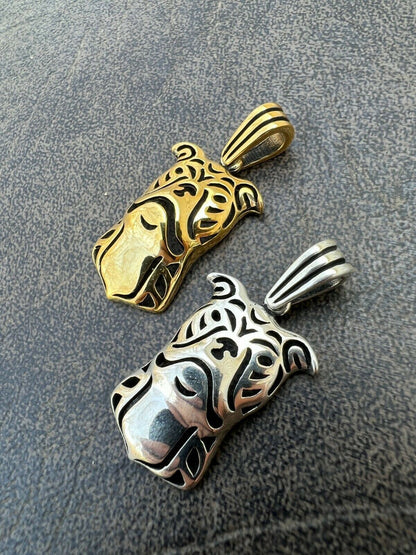 HarlemBling Real Solid 925 Sterling Silver / Gold Bulldog Bull Terrier Dog Pendant Necklace